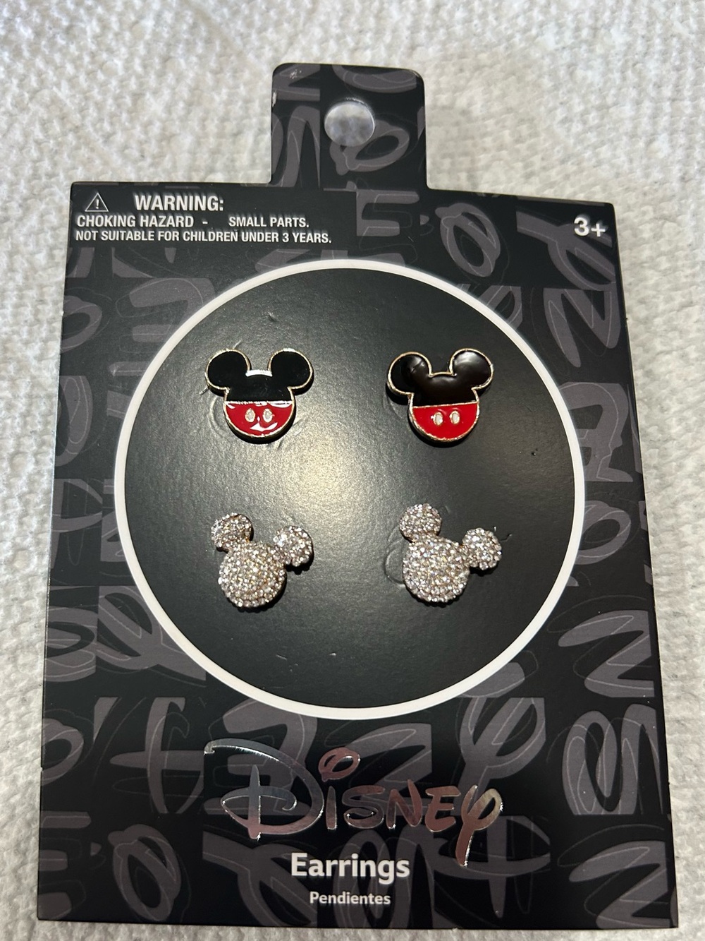 Disney Kids Mickey Icon Red, Black & Silver Stud Earring Set